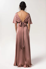 Load image into Gallery viewer, Sheath Floor Length Luxe Satin Bridesmaid Dress Formal Dresses