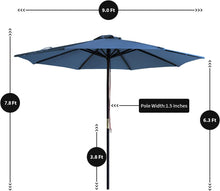 Load image into Gallery viewer, 9&#39; Wood Outdoor Patio/Table/Market Umbrella with Pulley Lift
