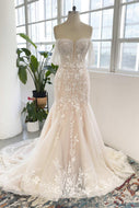 Trumpet-Mermaid Court Train Lace Tulle Wedding Dress