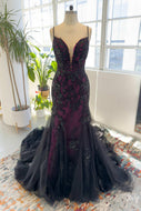 Trumpet-Mermaid Court Train Lace Tulle Wedding Dress