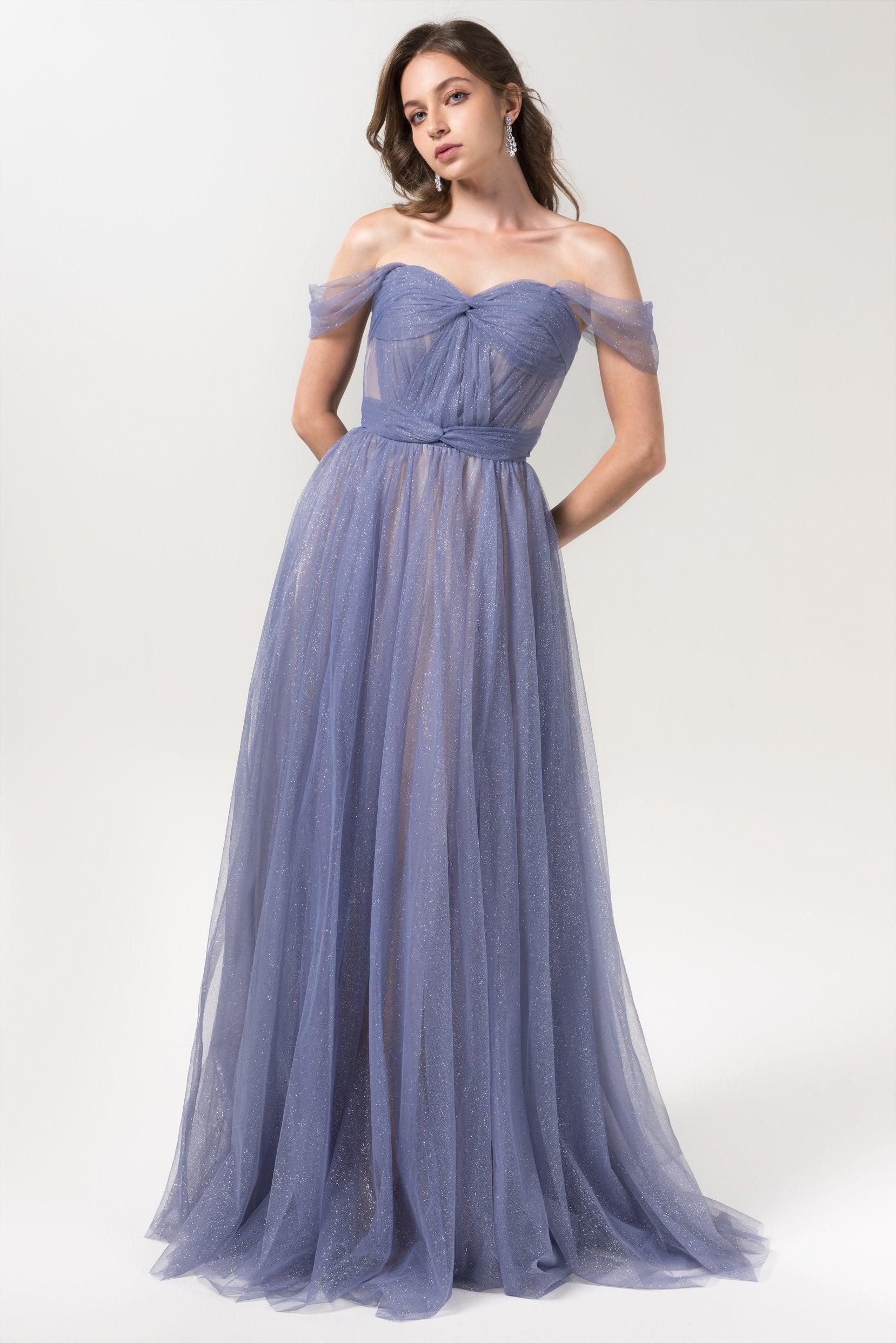 A-Line Floor Length Sparkling Tulle Bridesmaid Dress Formal Dresses